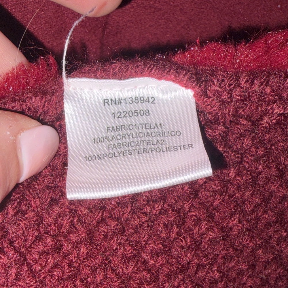 Burgundy Faux Fur and Knit Sweater Coat - Picture 13 of 16